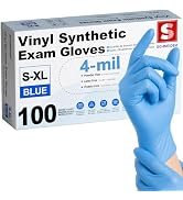 Schneider Medical Vinyl Synthetic Exam Gloves, 4 Mil, Latex-Free Disposable Gloves for Cooking, C...