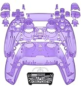 eXtremeRate Full Set Housing Shell with Buttons Touchpad Cover, Clear Atomic Purple Custom Replac...