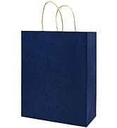 100 Pack 5.25x3.25x8 inch Small Blue Kraft Paper Bags with Handles Bulk, Bagmad Gift Bags, Craft ...