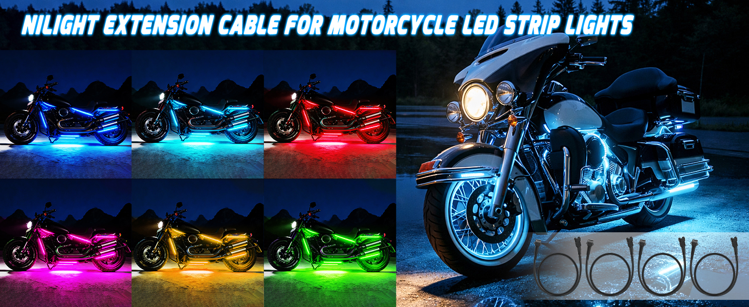 4PCS 4 Pin RGB Motorcycles Light Extension Wire