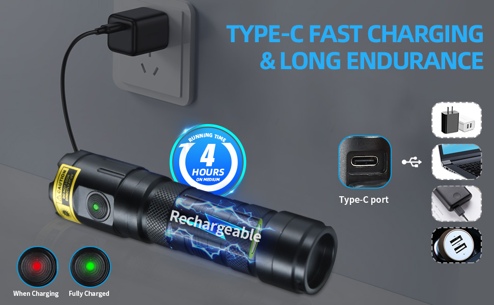 USB-C Charging uv flashlight
