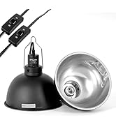 REPTI ZOO Reptile Light Fixture 2 Pack, 8.5inch Deep Dome Reptile Heat Lamp with Separate Switch ...