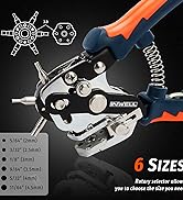 Inwell Leather Hole Punch, Belt Hole Puncher for Leather, Heavy Duty Leather Punch Tool with 6 So...
