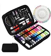 JUNING Sewing Kit with Case, 130 pcs Sewing Supplies for Home Travel and Emergency, Kids Machine,...