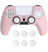 PlayVital Pink Controller Skin for PS5 | Anti-Slip Soft Silicone Cover with 6 Thumb Grip Caps | C...