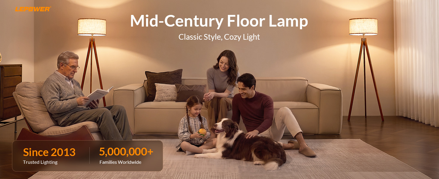 floor lamp for living room tripod mid century standing lamp modern wood light for bedroom office