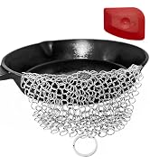 Cast Iron Cleaner +Pan Scraper - Chain Mail Scrubber Cast Iron - Round Cast Iron Scrubber- Stainl...