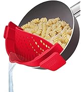 YEVIOR Clip on Strainer for Pots Pan Pasta Strainer, Silicone Food Strainer Hands-Free Pan Strain...
