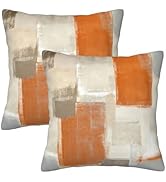 bassyil Orange Grey Abstract Art Painting Throw Pillow Covers Decorative Linen Pillow Cases Set o...