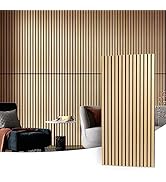 Art3d 2 Wood Slat Acoustic Panels for Wall and Ceiling - 3D Fluted Sound Absorbing Panel with Woo...