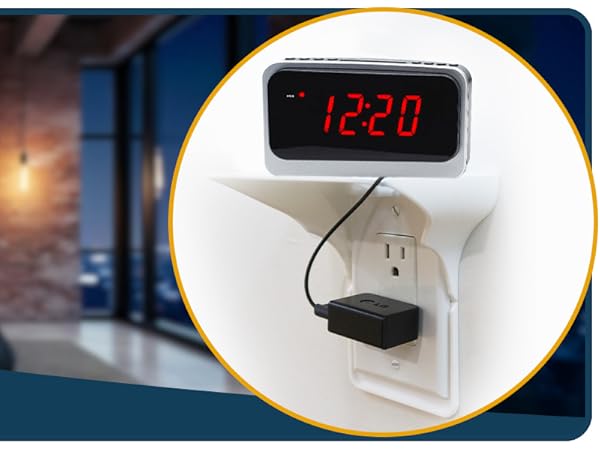 outlet shelf for alarm clock and nightstand