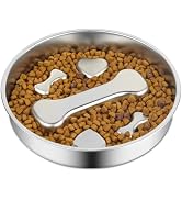 Stainless Steel Slow Feeder Dog Bowls,Slow Food Bowl for Dog & Cat - 2 Cups Capacity,Bone-Shaped ...