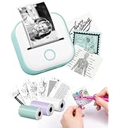Mini Printer - T02 Mini Portable Small Printer with 3 Rolls Paper, Sticker Printer Machine, Study...