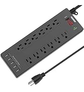 Surge Protector, POWERIVER Power Strip with 12 Outlets and 5 USB Ports(Total 4.2A), 6 Ft Extensio...