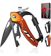 9 in 1 Multitool Carabiner Pocket Knife, Stocking Stuffers Gifts for Women, EDC Carabiners with F...