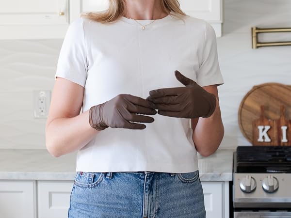 Mocha Mitten Nitrile Gloves Medium