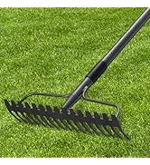 63'' Bow Rake ,17 Tines Metal Head Rakes with Stainless Steel Handle,Heavy Duty Garden Rake for L...