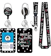 Funny Nurse Badge Reel Retractable with 360 Degrees Rotate Carabiner Clip Heavy Duty, Coffee Scru...
