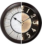 Presentime & Co. 12.6" Illuminated Farmhouse Wall Clock, Silent Battery Operated Night Light Wall...