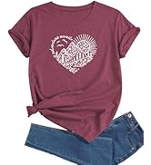 J&DHUASHA Women's T-Shirt Short Sleeve Crewneck Graphic Tees Printed Casual Summer Tops