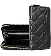 DORIS&JACKY Women Leather Wallet Rfid Blocking Large Capacity Zipper Around Travel Wristlet Bags