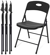 FurniEdge 4 Pack Sturdy Foldable Plastic Chair, 350 LBS Capacity Portable Indoor & Outdoor Foldin...