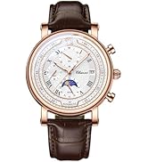 Avaner Men's Leather Strap Watches: Analog Quartz Classic Wrist Watches with Three-Eye Dials and ...