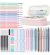 Four Candies 39 PCS Aesthetic School Supplies with Cute Pen Case, 12 Pastel Highlighters, 5 Black...