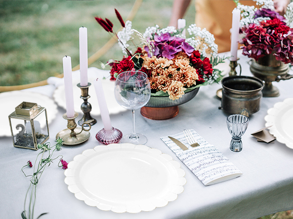 scalloped paper plates disposable dinner plates dessert wedding birthday scalloped plates for party