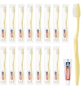 Disposable Toothbrush with Toothpaste Set, Individually Wrapped Soft Bristles Travel Size Manual ...