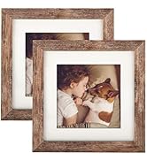 TOFOREVO Picture Frames 6x6 Set of 2 Rustic Wood Grain Photo Frame for Gallery Wall Mounting or T...