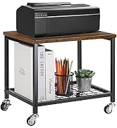 Printer Stand Rack 2 Tier Printer Cart Under Desk Storage Cart Industrial Printer Holder Rack wit...