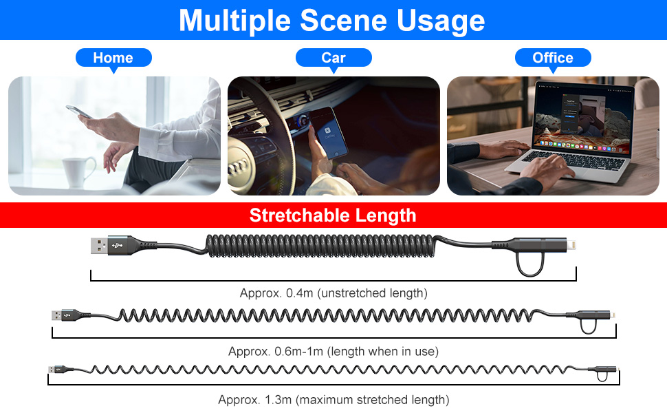 usb c and lightning cable 2 in 1 carplay