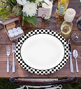 Checkered Flag Oval Paper Plates Black and White Checkered flag oval race car oval dinner plates