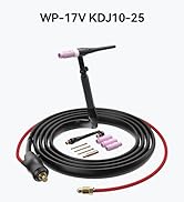 ARCCAPTAIN TIG Welding Gun, WP-17V Argon TIG Torch with 13FT Red Air Hose and 35-50mm Connector, ...