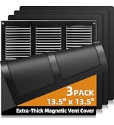 Magnetic Vent Covers (3 Pack) for Complete Sealing, 13.5" X 13.5" for Home Floor, Wall, and Ceili...