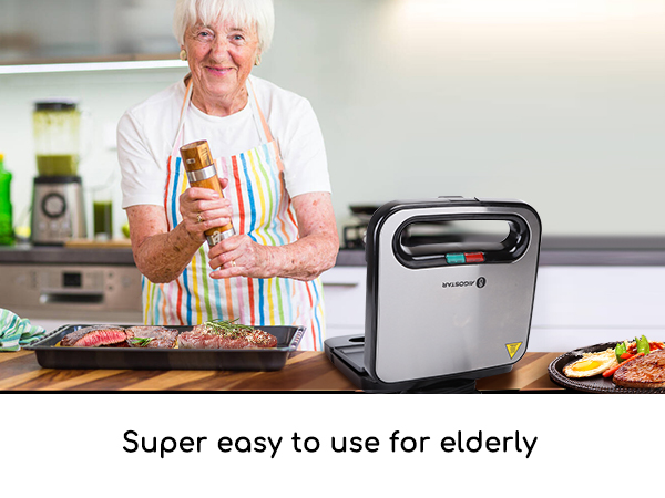 toastie maker panini press with removable plates for elderly use