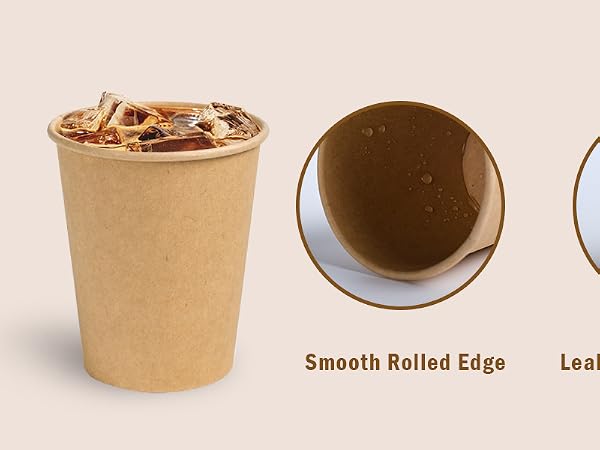 Kraft paper Cups Brown Disposable Paper Coffee Cups Unbleached Cups for Hot/Cold