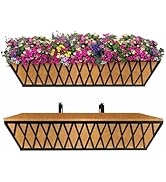 nongcunren Window Boxes Planters with Liner, 2 Pack 24 Inch Adjustable Brackets Hanging Flower Pl...