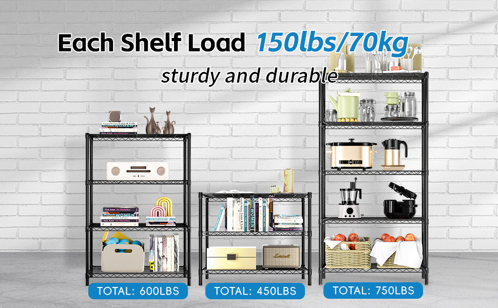 guanriver Metal Shelf Adjustable for Office Kitchen Bedroom Bathroom Laundry Pantry Basement Garage