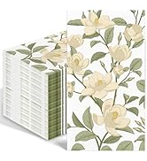 100PCS Floral Napkins White Vintage Magnolia Guest Napkins 3 Ply Disposable Hand Towels for Bathr...
