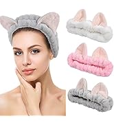 SINLAND Cat Ear Hair Bands Spa Headband for Washing Face Makeup Headband For Women 3Pack