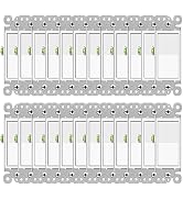 GreenCycle Three Way Switch White,24 Pack 3 Way Rocker Light Switch 15A 120/277V, On/Off Rocker P...