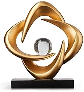 XYQXYQ Abstract Art Sculpture, Resin Gold Decorative Statue, Modern White Ornaments for Living Ro...