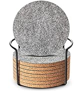 Lifver Felt Coasters for Drinks, Absorbent Coasters Sets of 8, 4 Inches Outdoor Coasters with Hol...