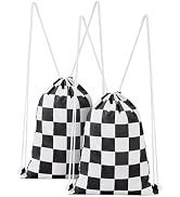 Ohocut Checkered Drawstring Backpack 2 Pack Cute Vintage Black and White Checkerboard Drawstring ...