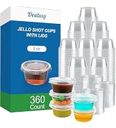 Dealusy 360 Set 2 oz Jello Shot Cups with Lids, Sturdy & Food Safe Disposable Plastic Portion Con...