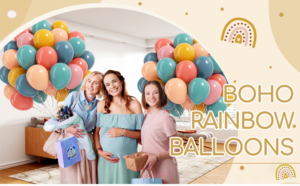 boho rainbow balloons