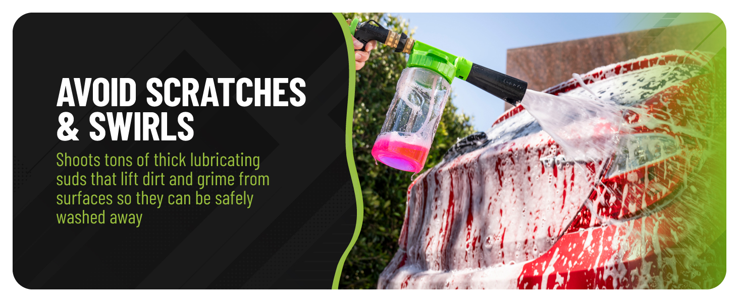 Car wash starter kit producing thick foam using standard garden hose connection