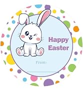 Happy Easter Stickers Easter Bunny Stickers 60 Pcs 2 Inch Easter Gift Tag Stickers Rabbit Design ...